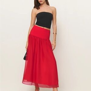 Reformation Nuria Red Maxi Skirt XS